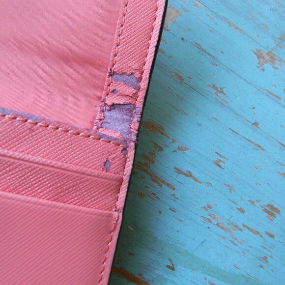 COACH DARCY SLIM ENVELOPE CLUTCH CORAL LEATHER WALLET **AS IS, INSIDE SHOWS WEAR - Picture 6 of 8